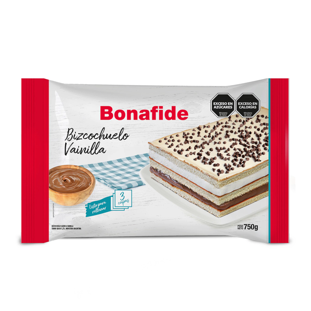 BIZCOCHUELO BONAFIDE RECTANGULAR VAINILLA 750 GR