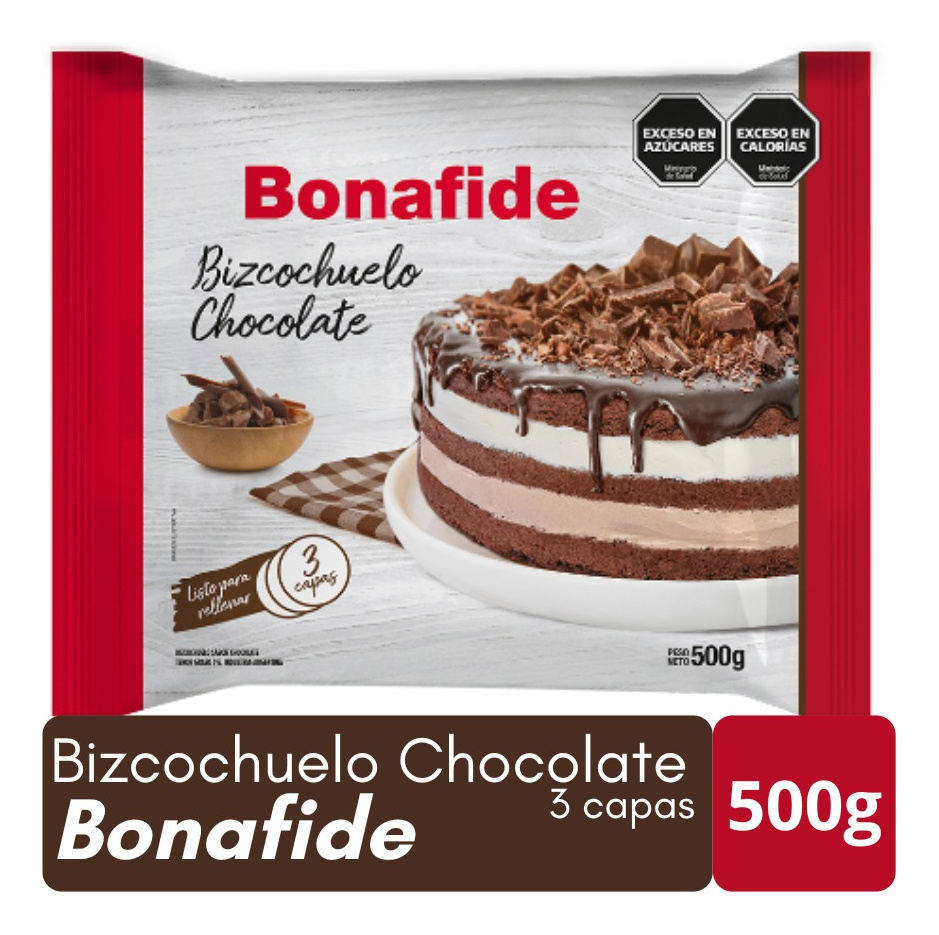BIZCOCHUELO BONAFIDE REDONDO CHOCOLATE 500 GR