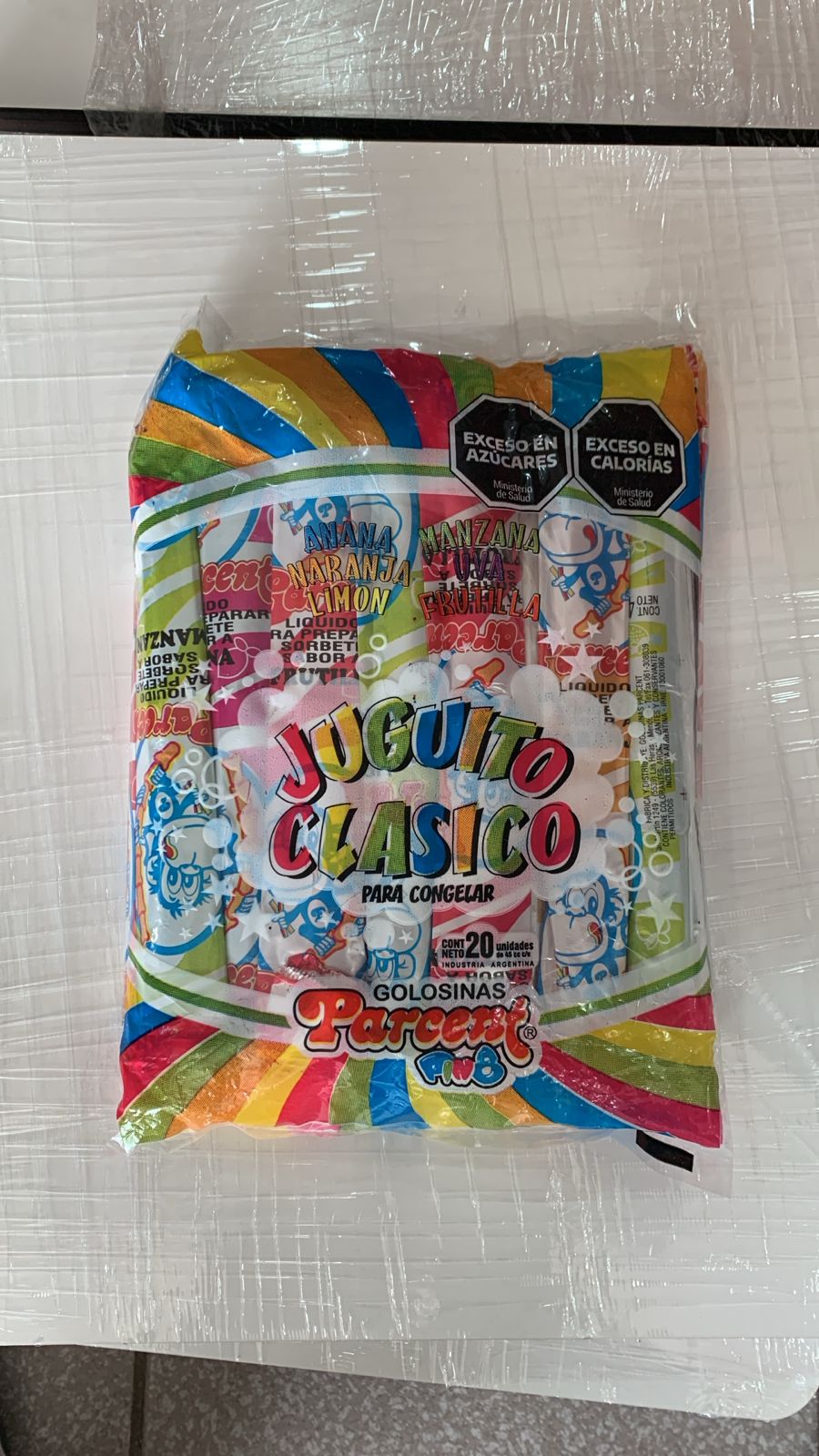JUGUITO CLÁSICO PARA CONGELAR PARCENT 6 SABORES 20 UNIDADES
