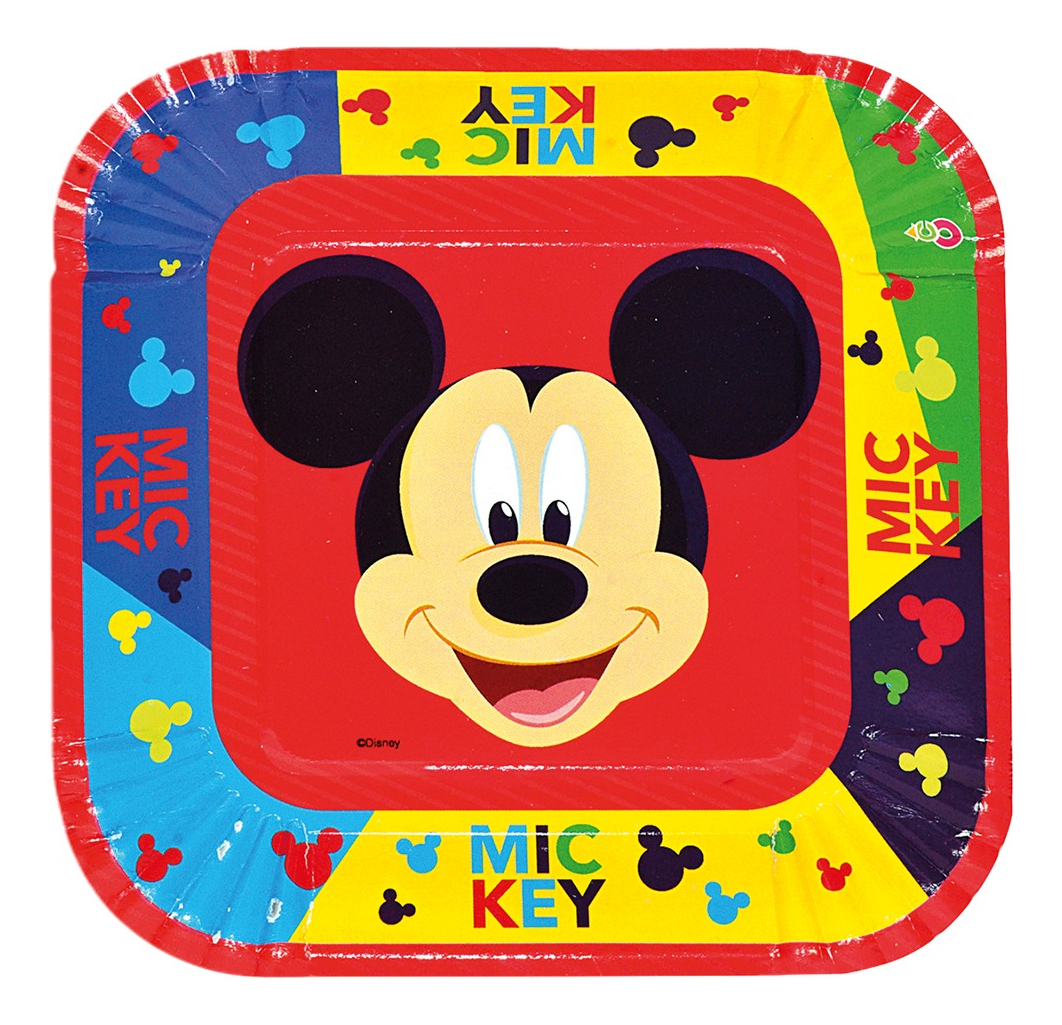 PLATO CUADRADO MICKEY MOUSE x8