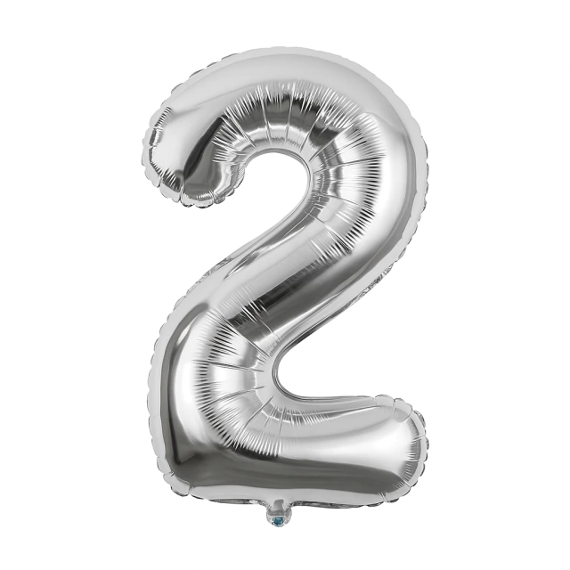 GLOBO METALIZADO NÚMERO 2 PARA INFLAR PLATEADO 7" 18 CM