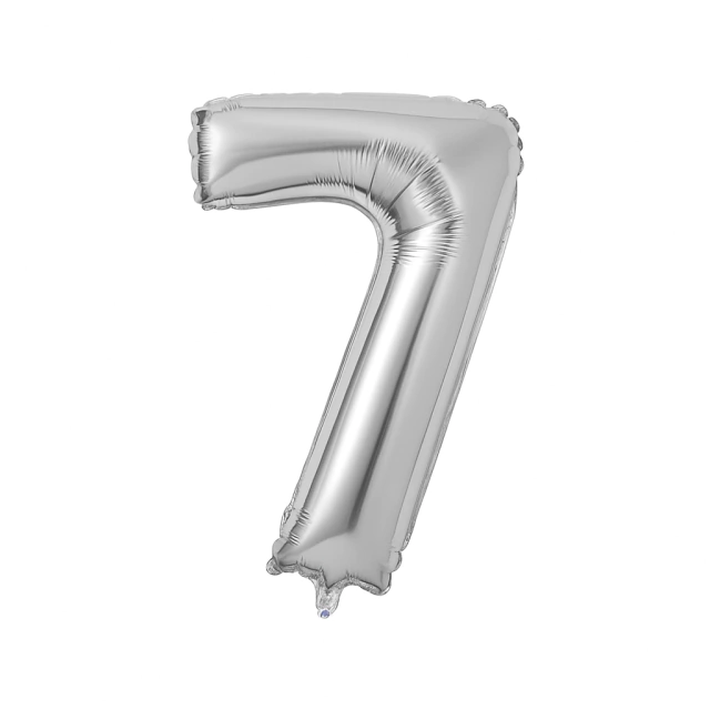 GLOBO METALIZADO NÚMERO 7 PARA INFLAR PLATEADO 7" 18 CM