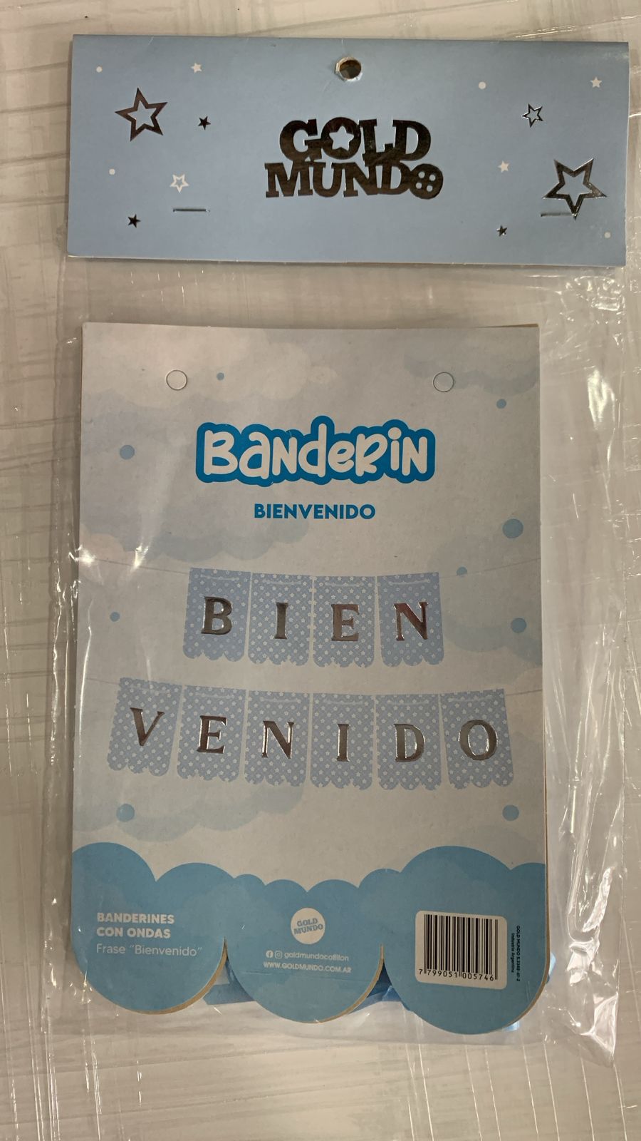 BANDERÍN BIENVENIDO CELESTE