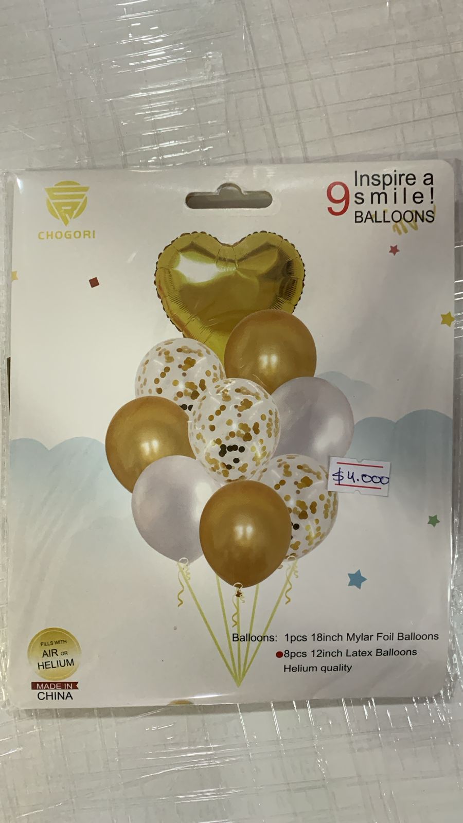 SET DE 9 GLOBOS INSPIRA UNA SONRISA DORADO