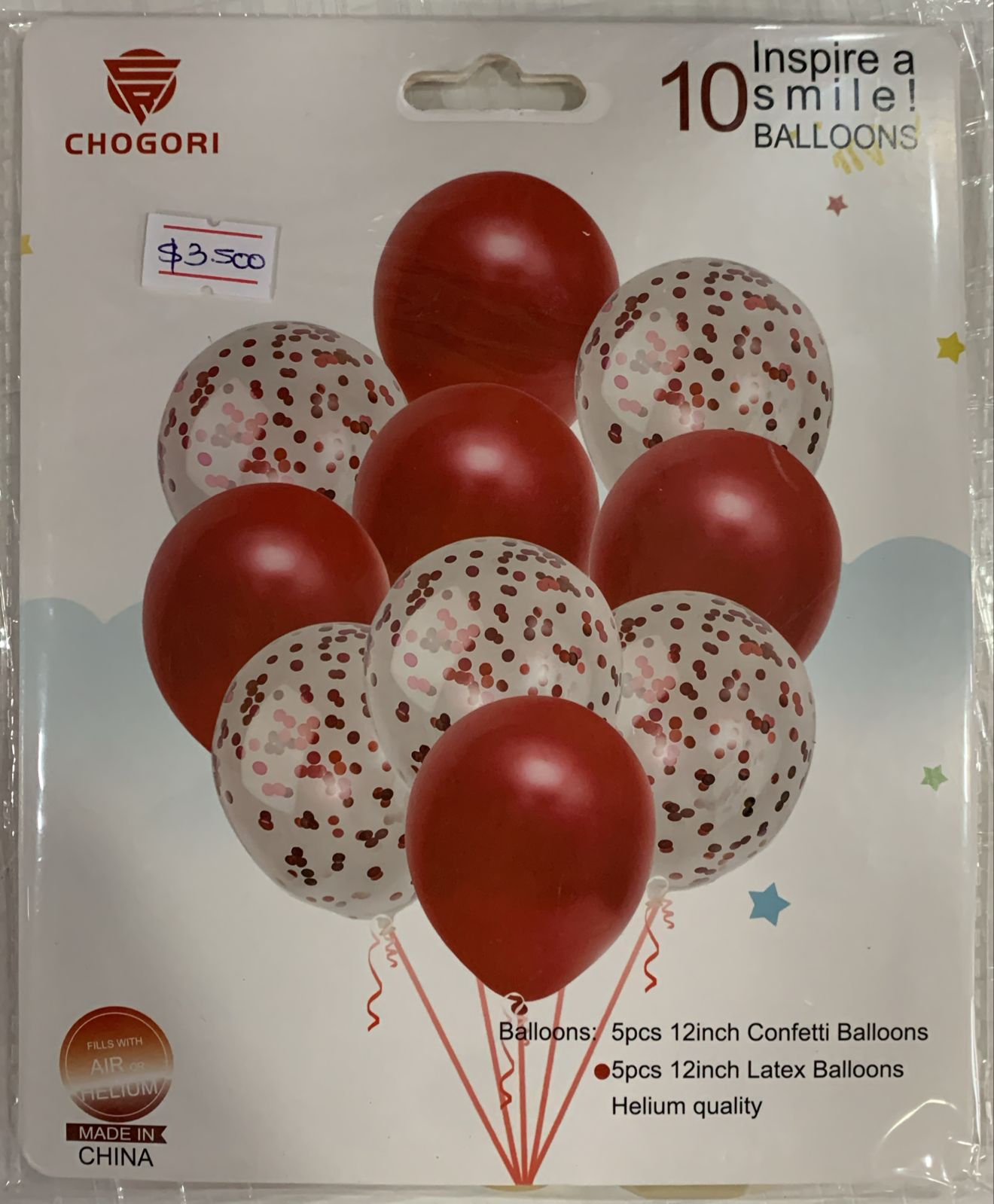 SET DE 10 GLOBOS INSPIRA UNA SONRISA ROJO