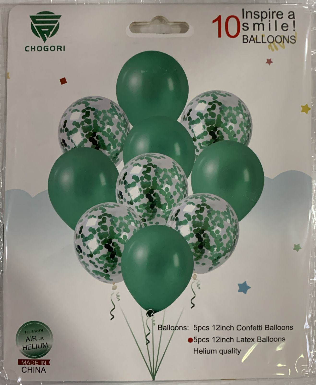 SET DE 10 GLOBOS INSPIRA UNA SONRISA VERDE