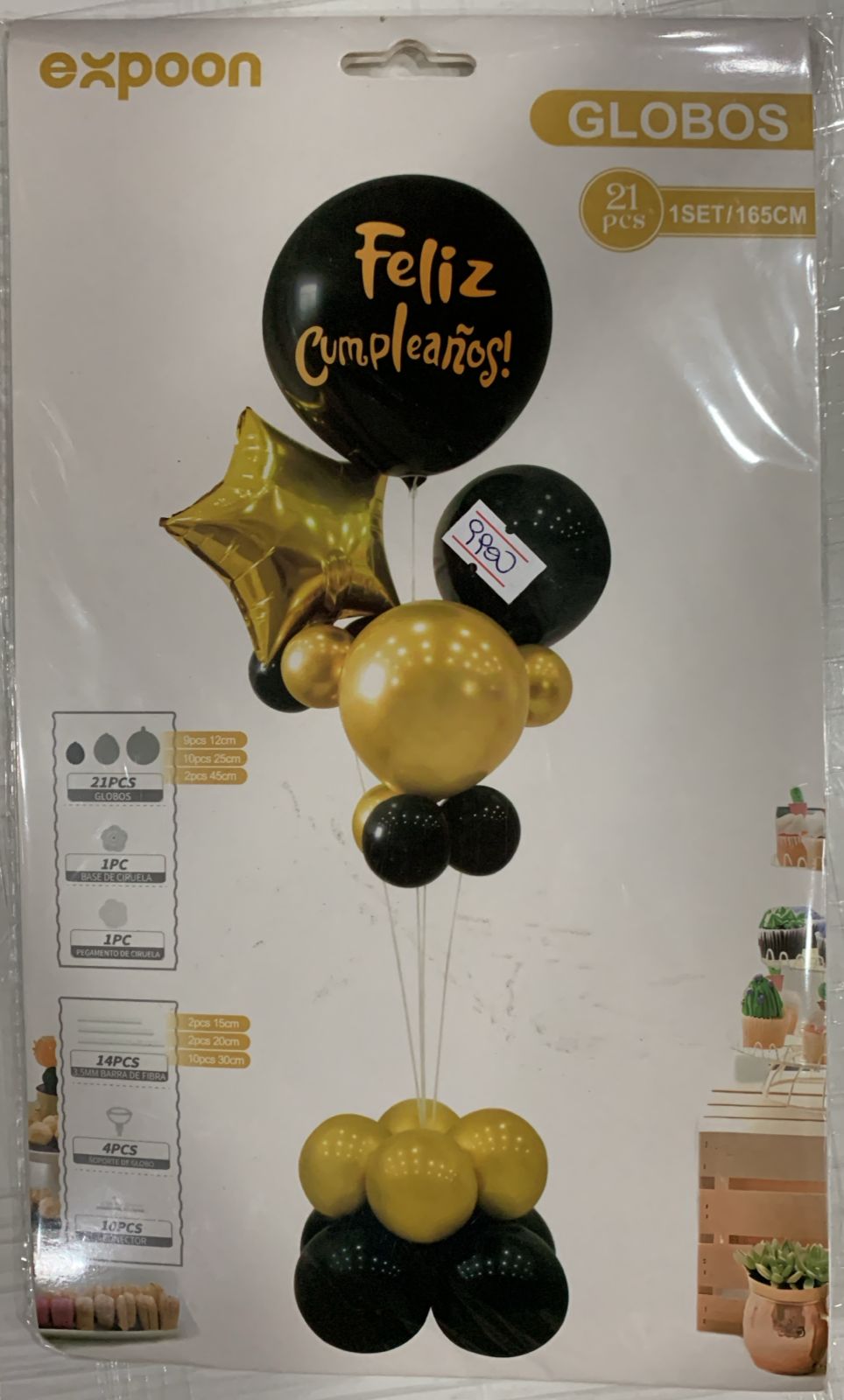 SET DE GLOBOS EXPOON 21 PCS DORADO