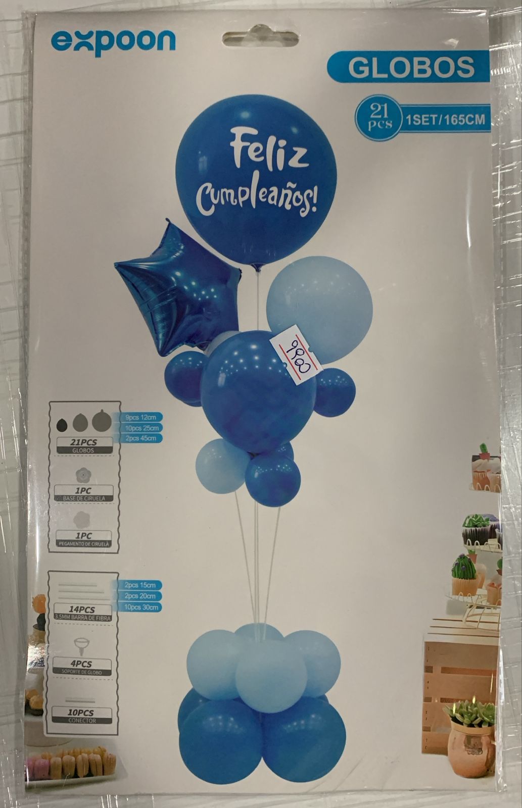 SET DE GLOBOS EXPOON 21 PCS AZUL