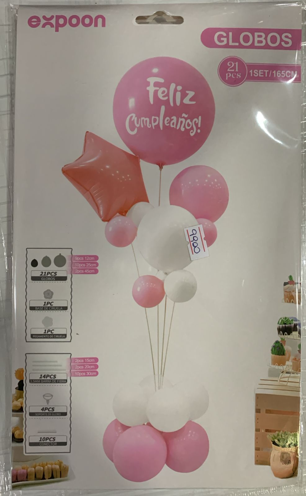 SET DE GLOBOS EXPOON 21 PCS ROSA