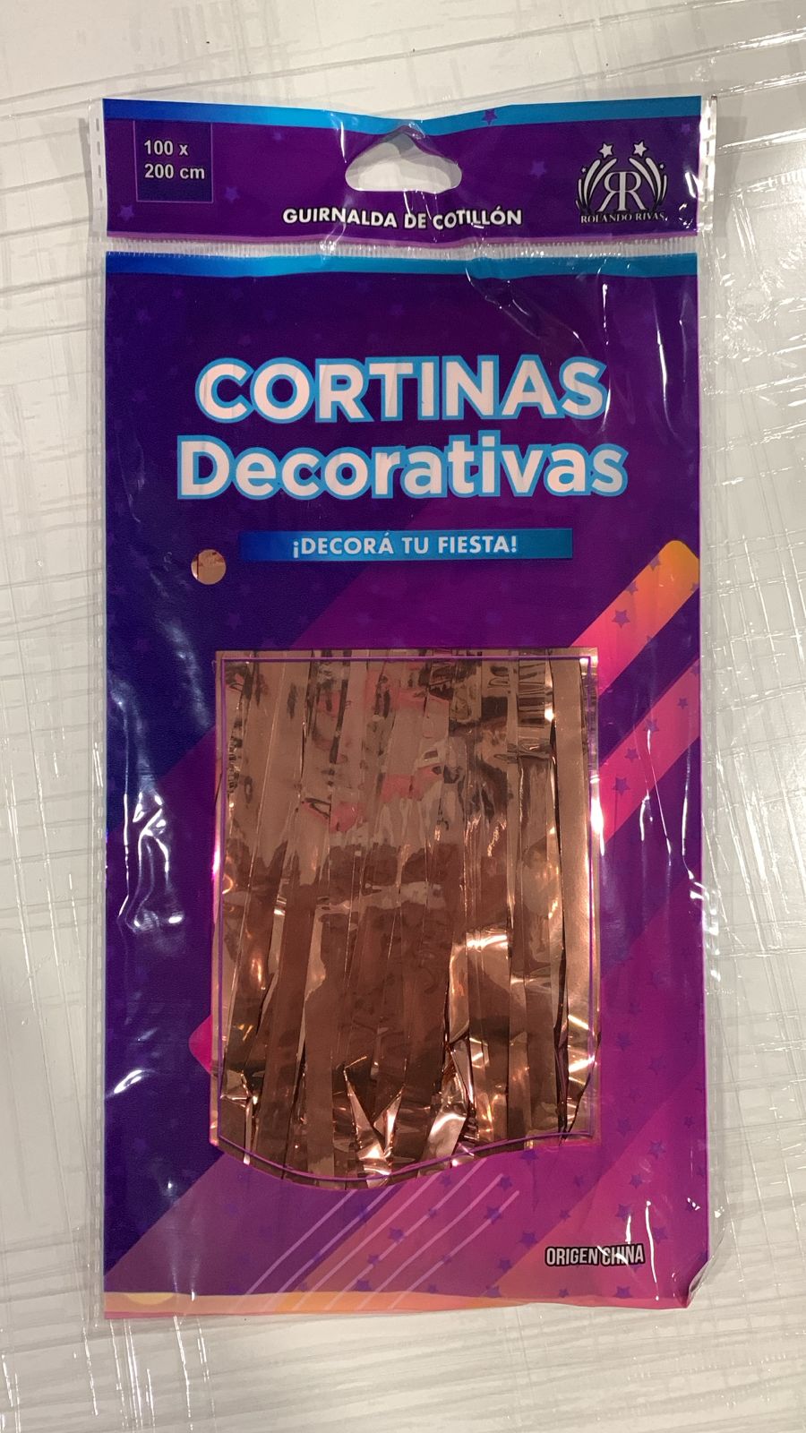 CORTINA METALIZADA ROSA GOLD