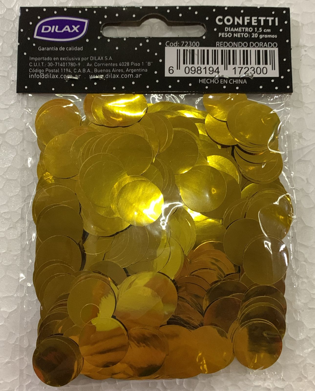 CONFETTI CÍRCULOS METALIZADOS DORADAS 20 GR