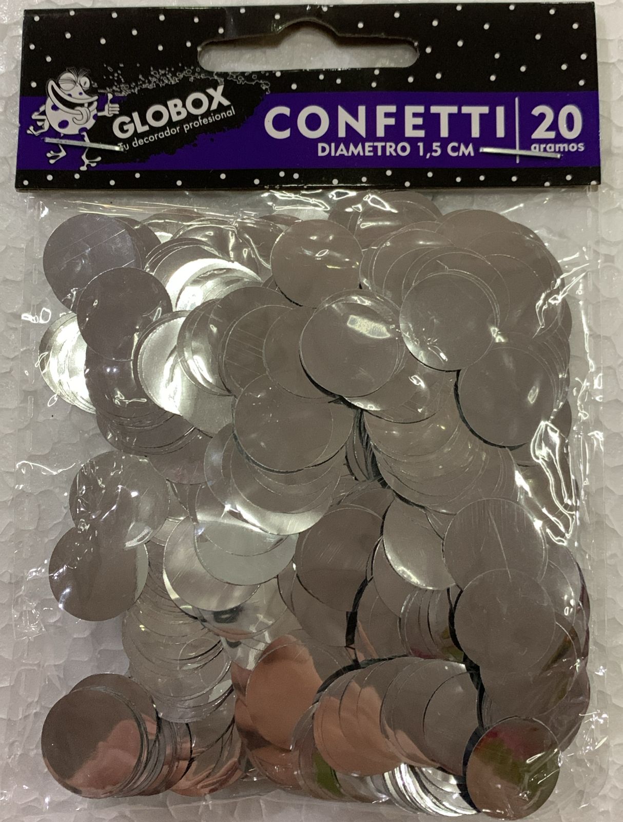 COFETTI CÍRCULOS METALIZADOS PLATEADOS 20 GR