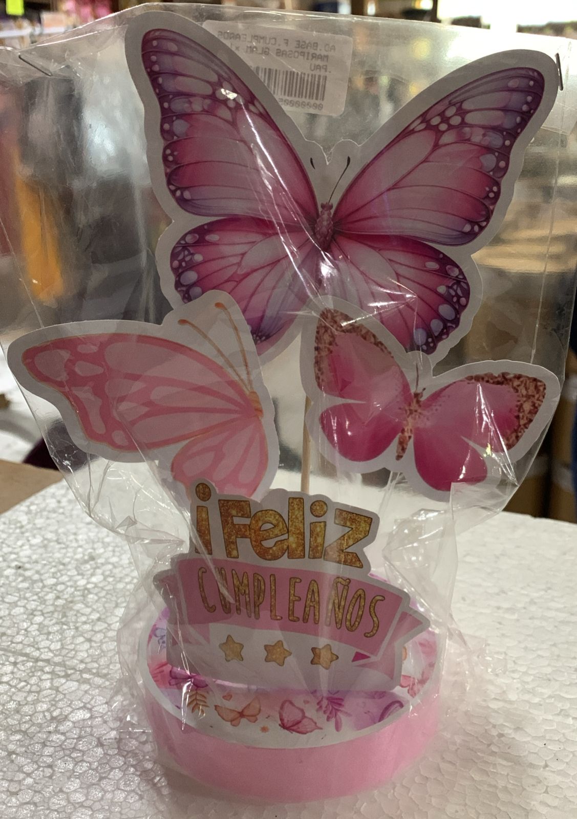 ADORNO BASE FELIZ CUMPLEAÑOS MARIPOSAS GLAM