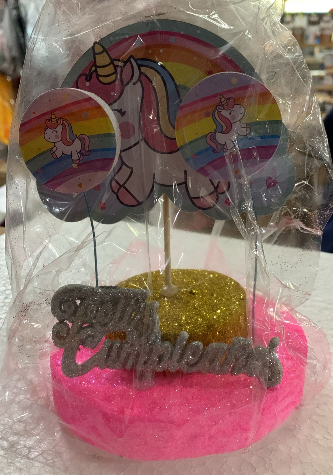 ADORNO BRILLO FELIZ CUMPLEAÑOS UNICORNIO