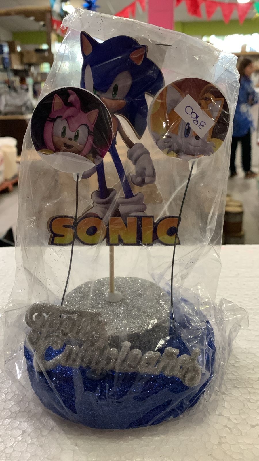 ADORNO BRILLO FELIZ CUMPLEAÑOS SONIC