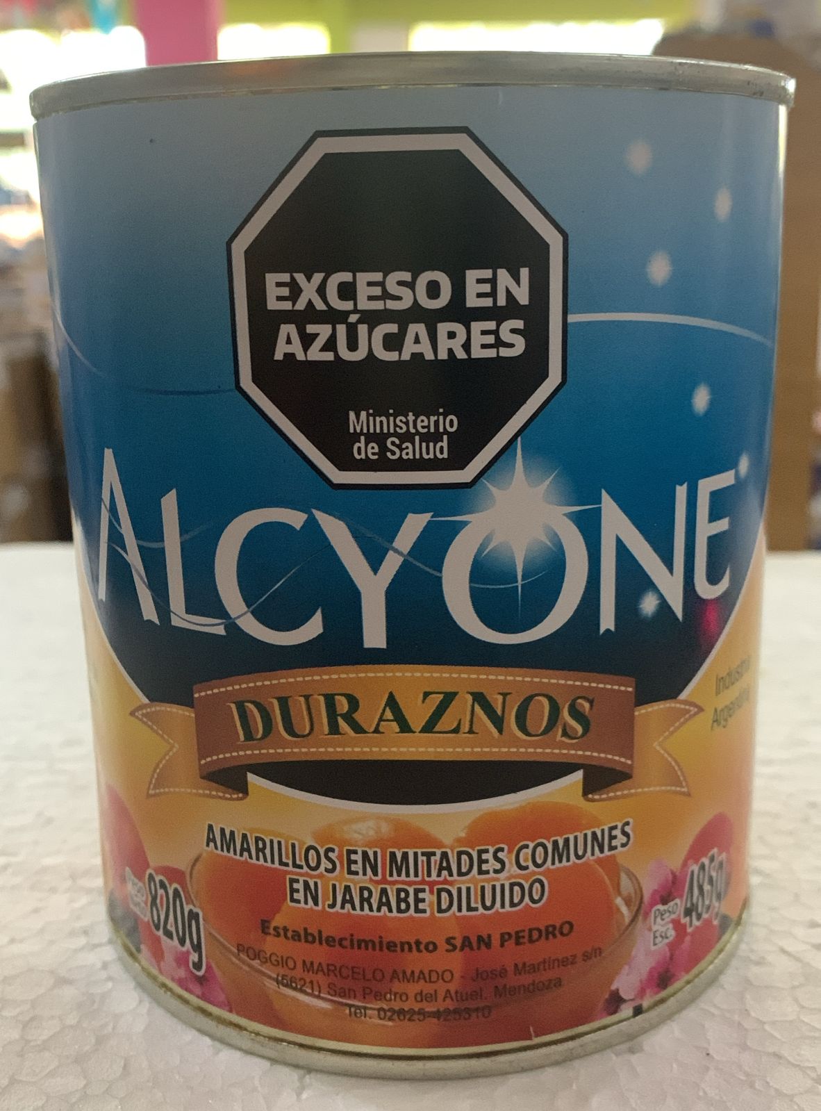 LATA DE DURAZNOS ALCYONE 820 GR