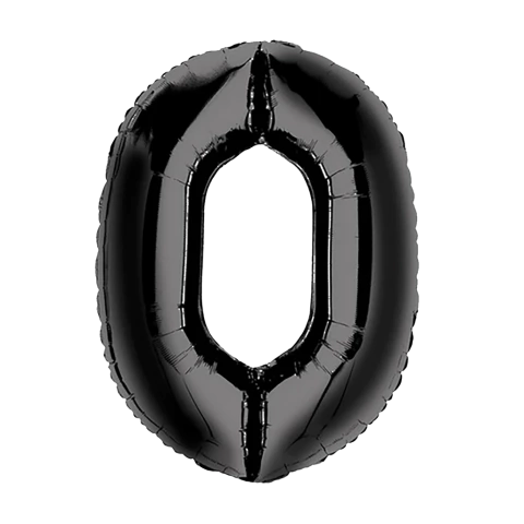GLOBO METALIZADO NÚMERO 0 PARA INFLAR NEGRO 32" 70 CM