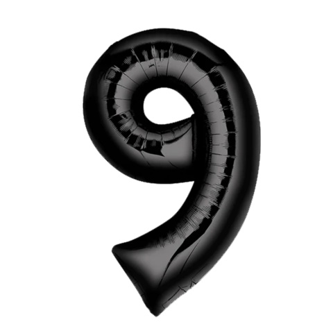GLOBO METALIZADO NÚMERO 9 PARA INFLAR NEGRO 32" 70 CM