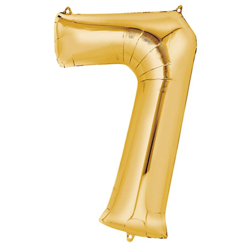 GLOBO METALIZADO NÚMERO 7 PARA INFLAR DORADO 32" 70 CM