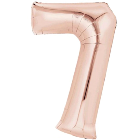 GLOBO METALIZADO NÚMERO 7 PARA INFLAR ROSA GOLD 16" 40 CM