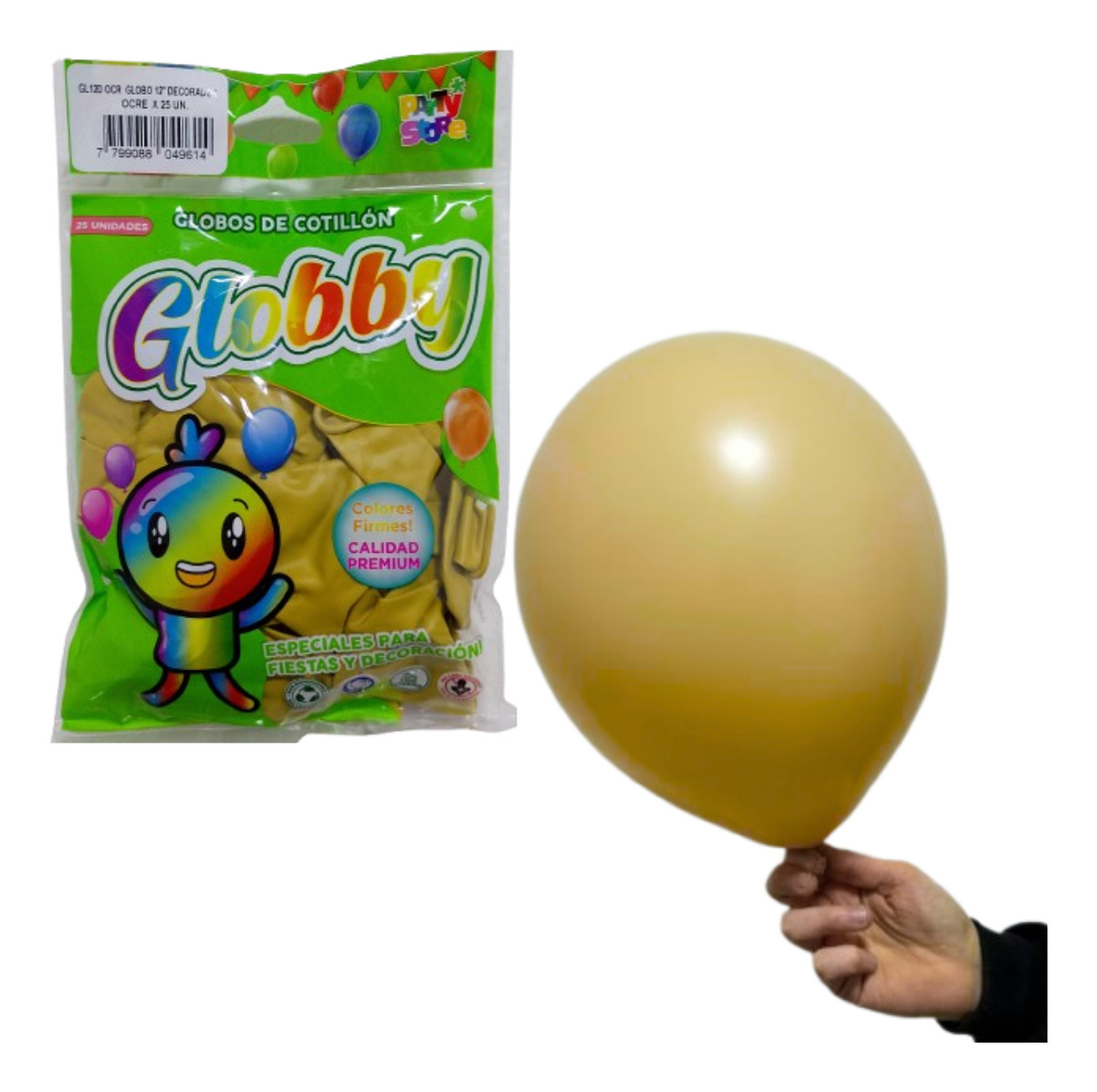 GLOBOS GLOBBY 25 UNIDADES DE 12" OCRE