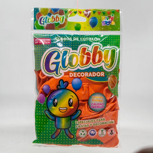 GLOBOS GLOBBY 25 UNIDADES DE 12" NARANJA