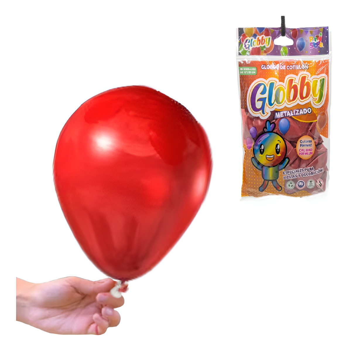 GLOBOS GLOBBY 25 UNIDADES DE 12" ROJO CEREZA