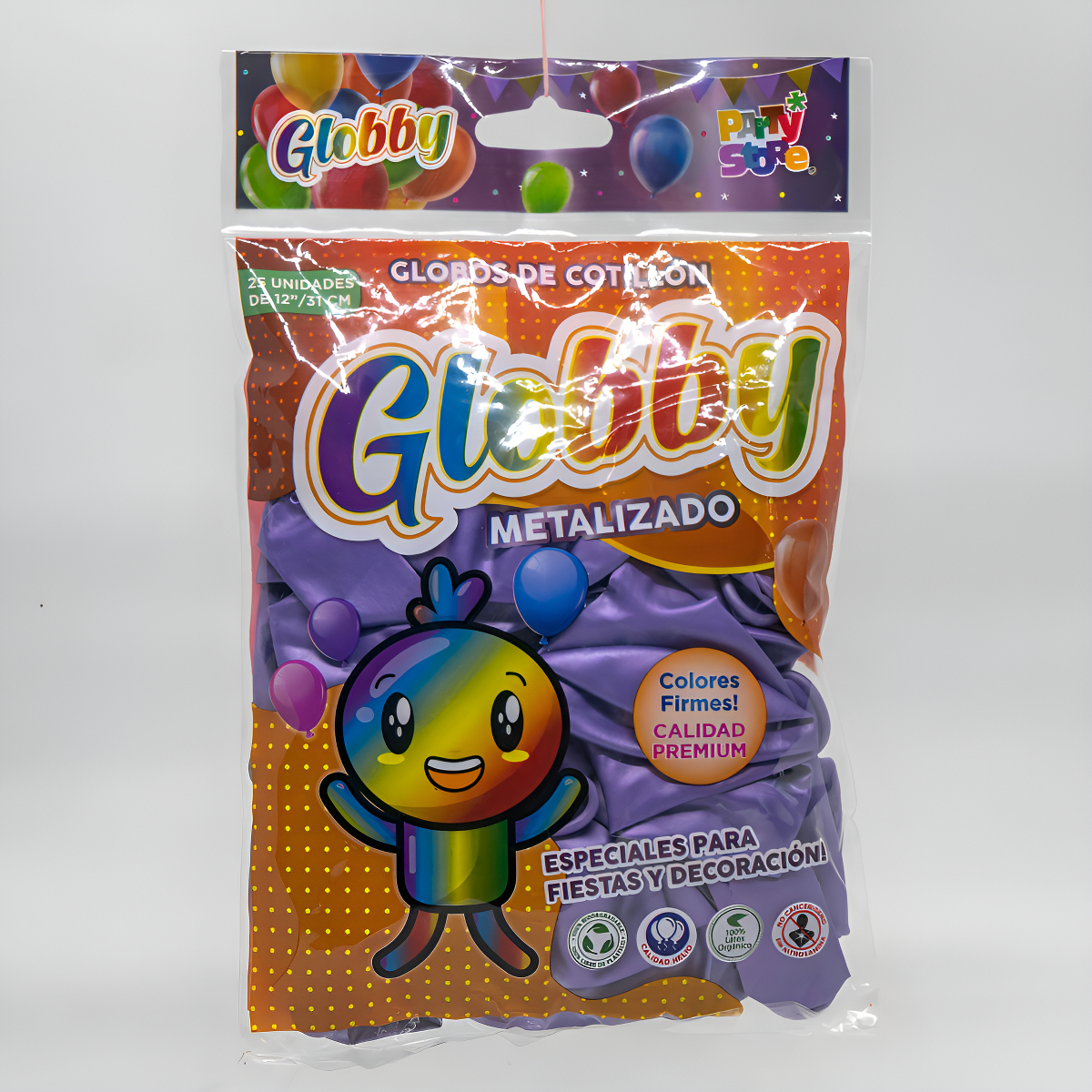 GLOBOS GLOBBY 25 UNIDADES DE 12" MORADO