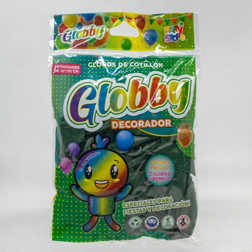 GLOBOS GLOBBY 25 UNIDADES DE 12" VERDE ESMERALDA