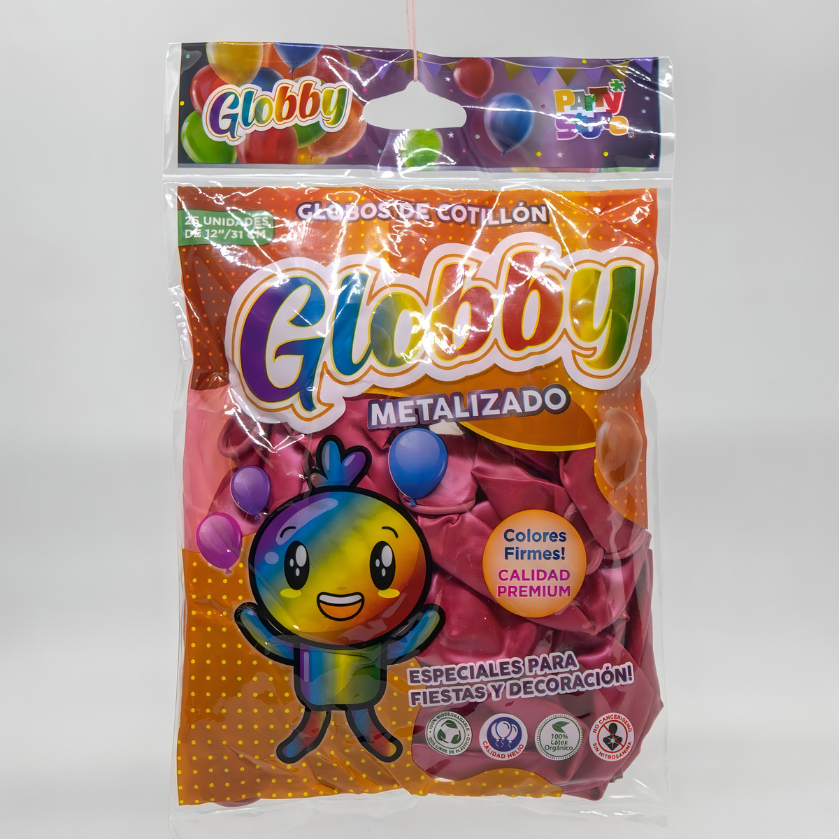 GLOBOS GLOBBY 25 UNIDADES DE 12" ROSA FUCSIA