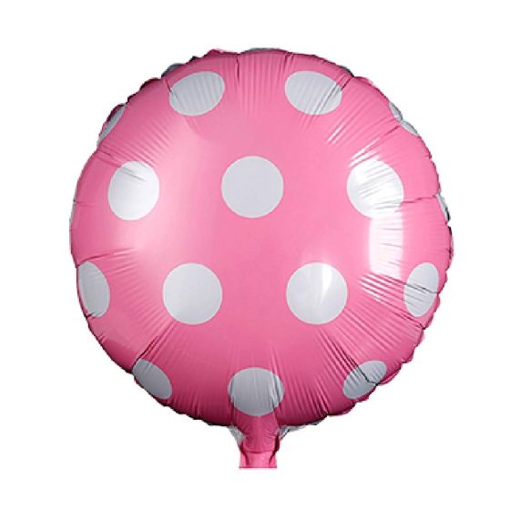 GLOBO METALIZADO REDONDO ROSA LUNRES BLANCOS 18" 46 CM