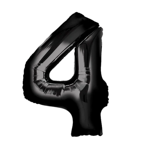 GLOBO METALIZADO NÚMERO 4 PARA INFLAR NEGRO 16" 40 CM
