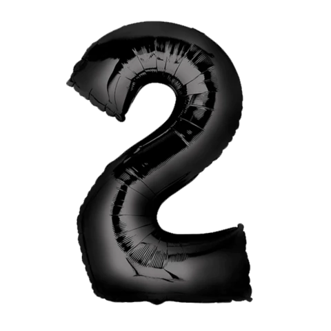GLOBO METALIZADO NÚMERO 2 PARA INFLAR NEGRO 16" 40 CM