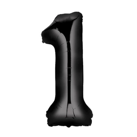 GLOBO METALIZADO NÚMERO 1 PARA INFLAR NEGRO 16" 40 CM