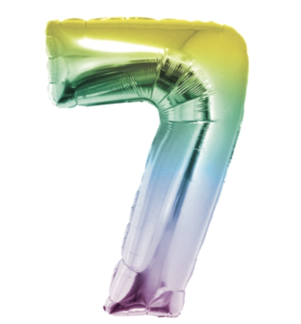 GLOBO METALIZADO NÚMERO 7 PARA INFLAR MULTICOLOR 16" 41 CM