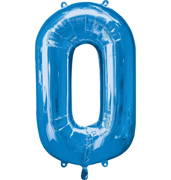 GLOBO METALIZADO NÚMERO 0 PARA INFLAR CELESTE 14" 36 CM
