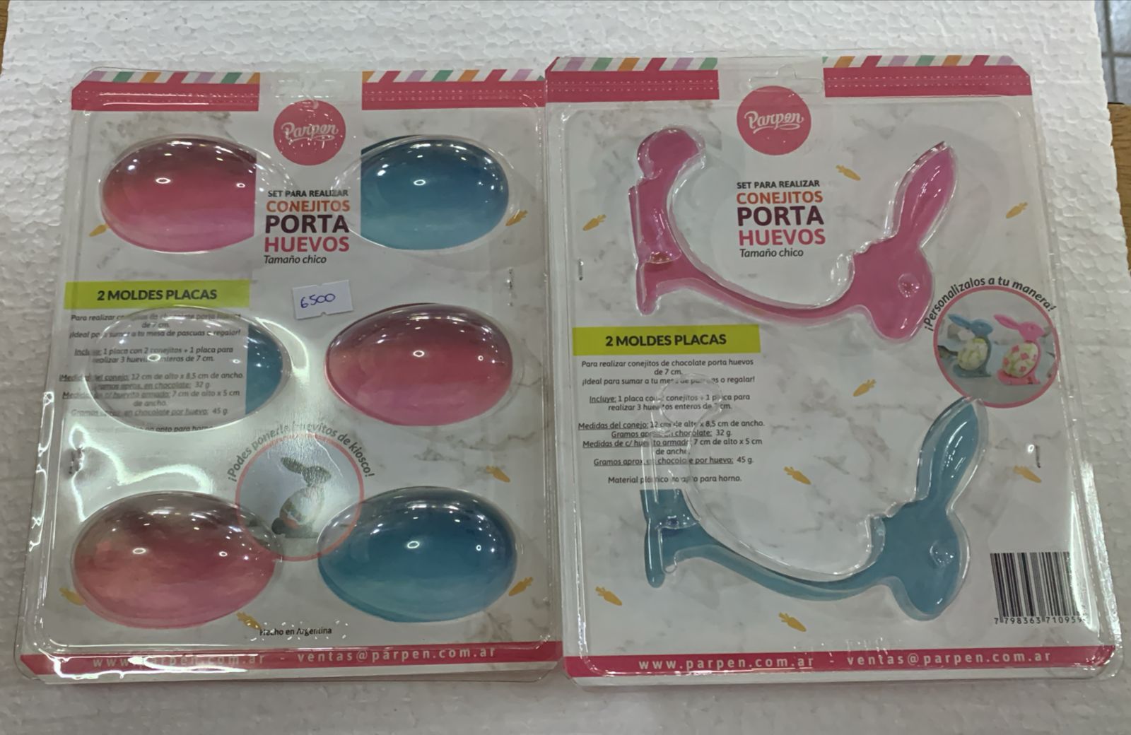 SET 2 MOLDES PLACAS PARA REALIZAR CONEJITOS PORTA HUEVOS TAMAÑO CHICO