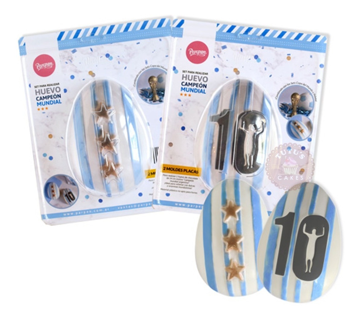 SET 2 MOLDES PLACAS PARA REALIZAR HUEVO CAMPEÓN MUNDIAL